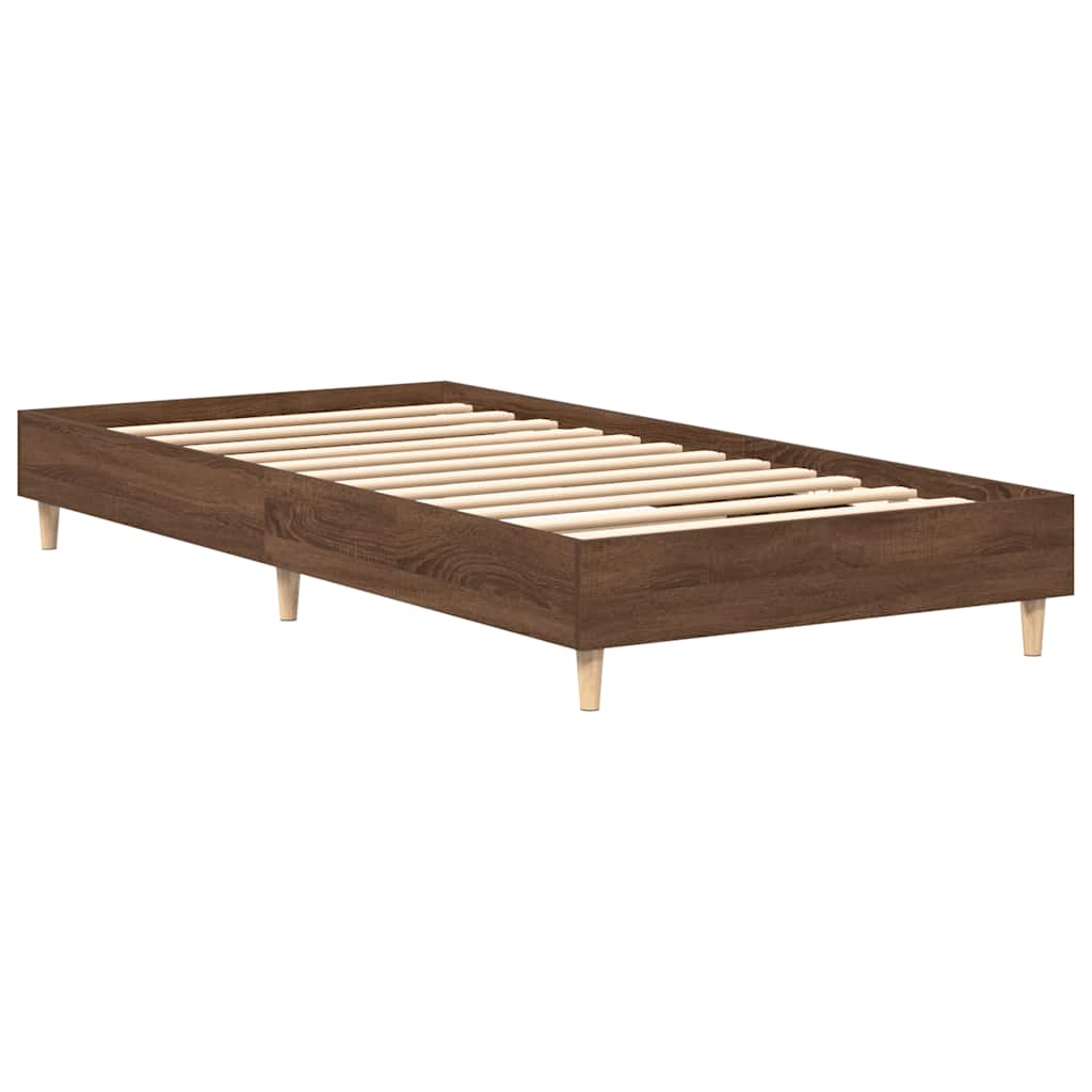 Bed Frame No Mattress Brown Oak 75x190 cm Small Single Engineered Wood